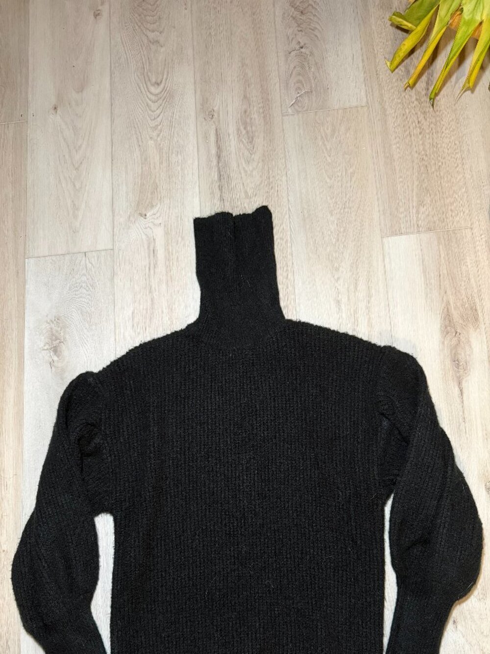 Black Metallic Funnel Neck‎ Sweater Drop Shoulder – Size Small